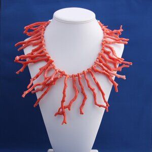 Vintage Natural Long Branch Salmon Coral Necklace